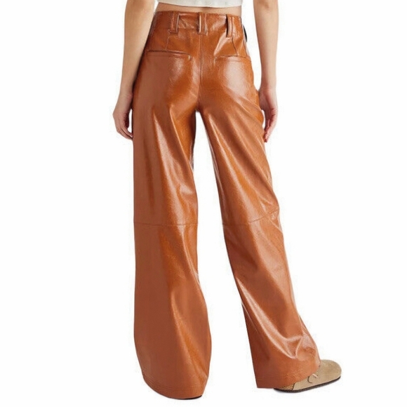 Free People Star Crossed Lovers Vegan / Faux Leather Pants Size - Picture 6 of 16